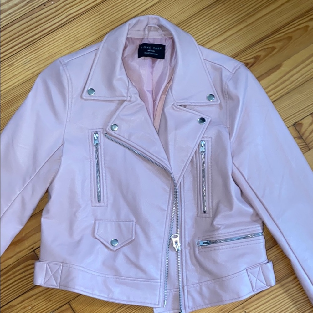 Love Tree Pink Leather Jacket